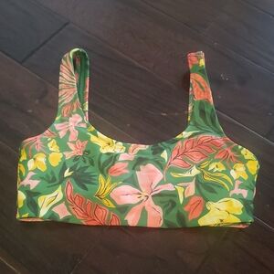 Old Navy Green and Pink Tripical Bikini Top Sports Bra Style Size Medium